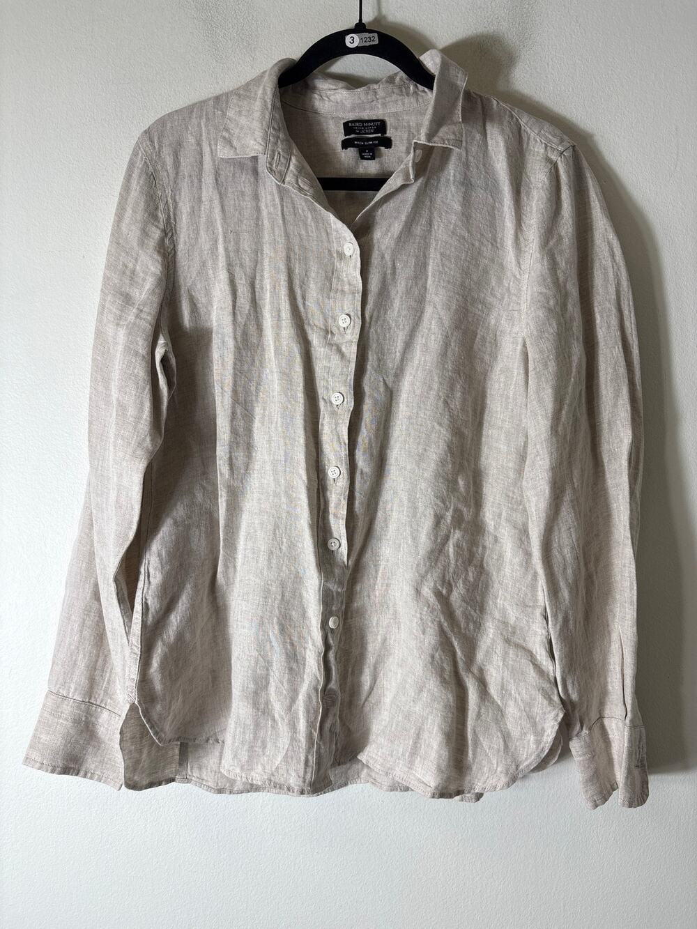 Baird McNutt for J. Crew Oatmeal Linen Long Sleeve Shirt Sz 8